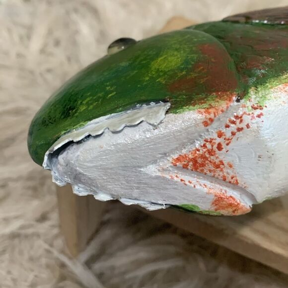 Handcrafted & Hand Painted Folk Art Wood & Metal Fish Spearing Decoy - Picture 14 of 17